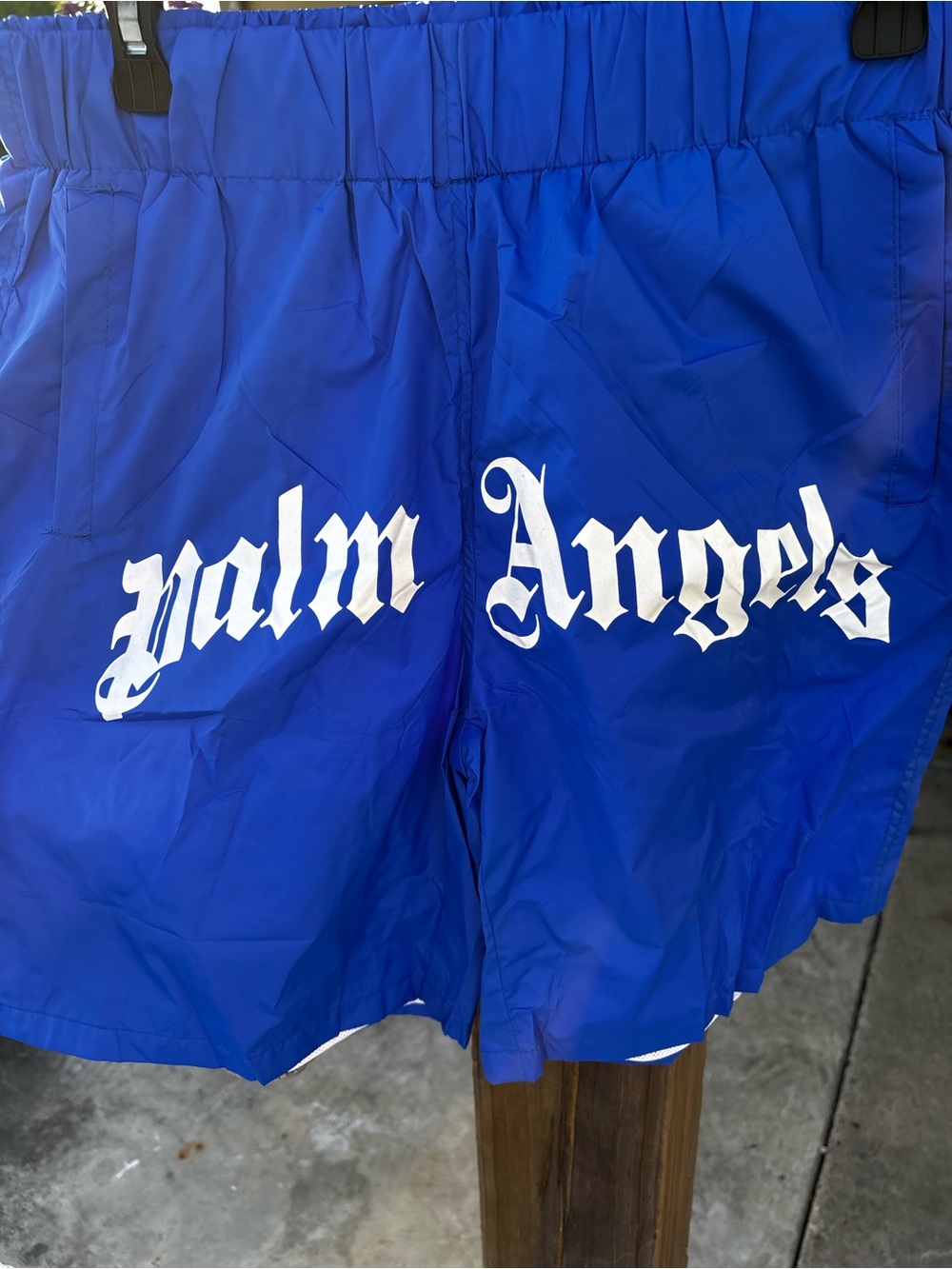 Palm Angels Royal Blue Swim Shorts with White Logo